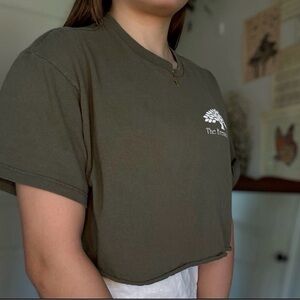 Delta Large Forest Green Graphic Crop Top